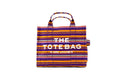 Marc Jacobs The Striped Traveler Tote Medium Purple Cotton Canvas Handbag Purse